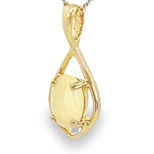 Romantic Yellow Gold-Plated Silver Pendant with White Opal Elegance