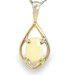 Romantic Yellow Gold-Plated Silver Pendant with White Opal Elegance