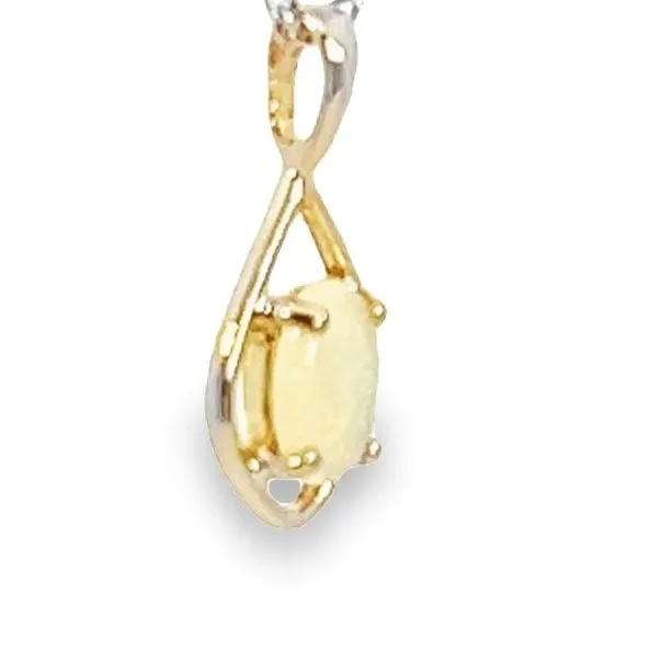 Romantic Yellow Gold-Plated Silver Pendant with White Opal Elegance