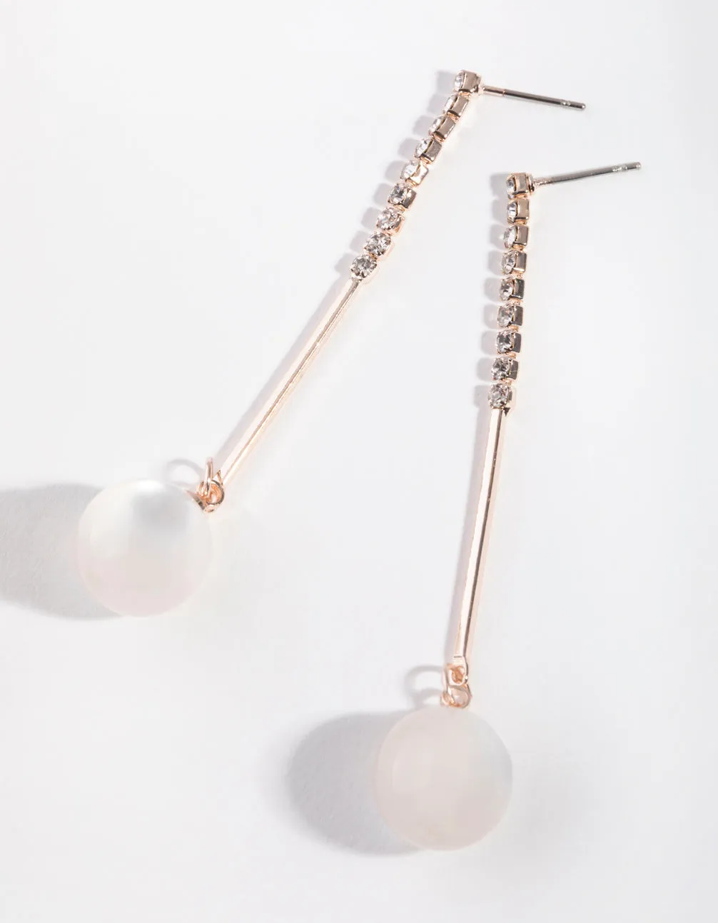 Rose Gold Diamante Bead Drop Earrings