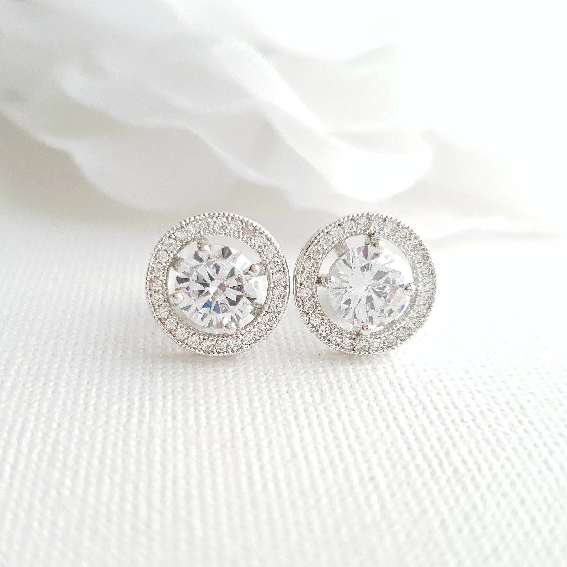 Rose Gold Round Stud Earrings- Denise