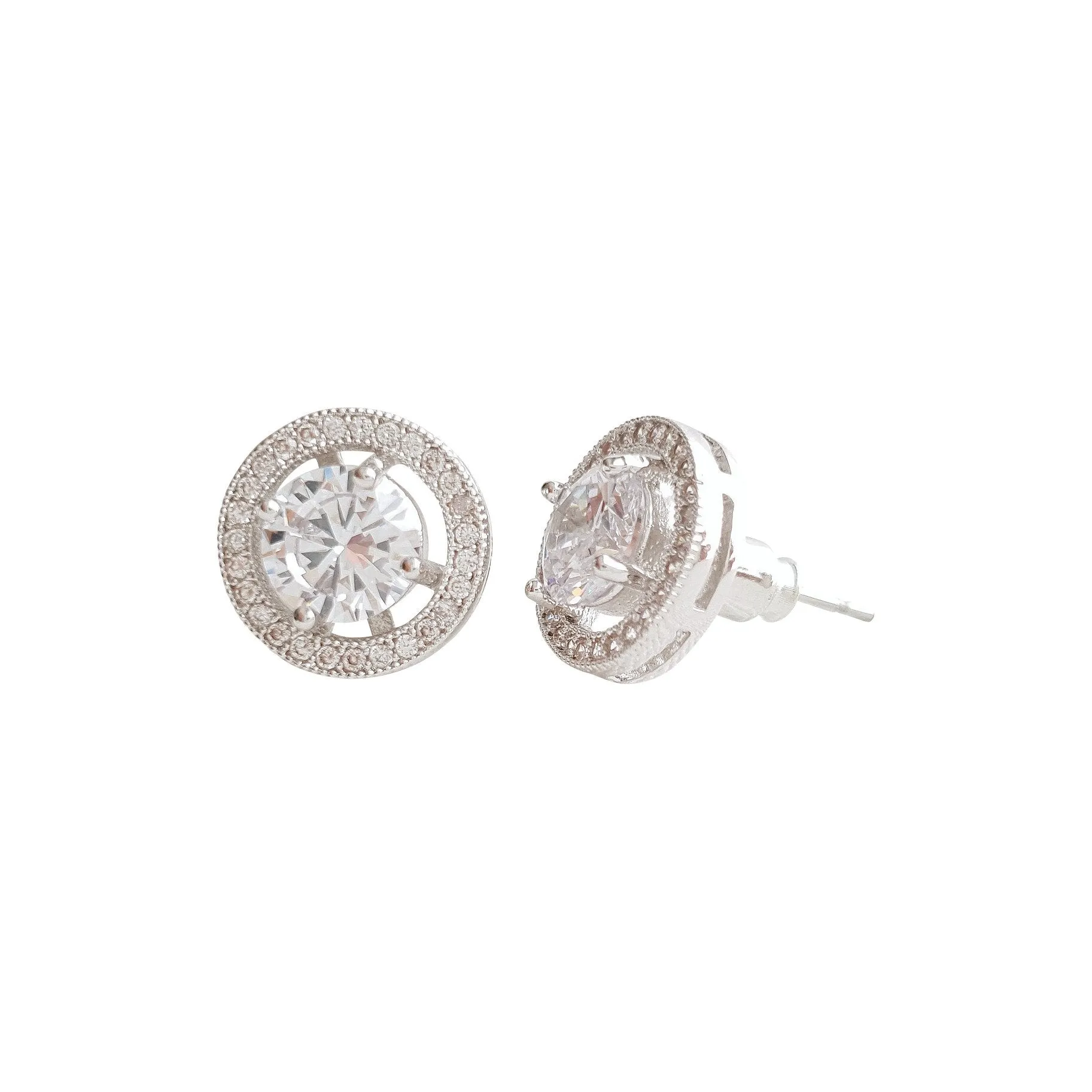 Rose Gold Round Stud Earrings- Denise