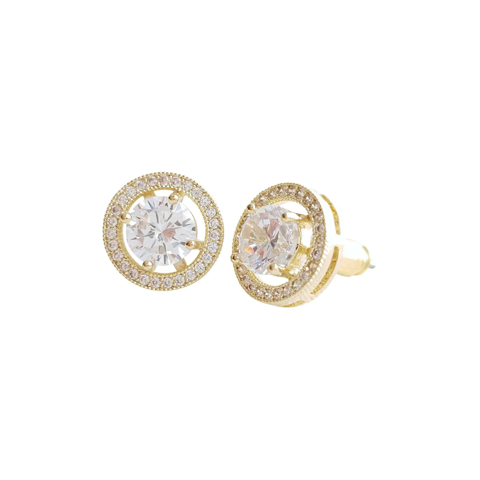 Rose Gold Round Stud Earrings- Denise