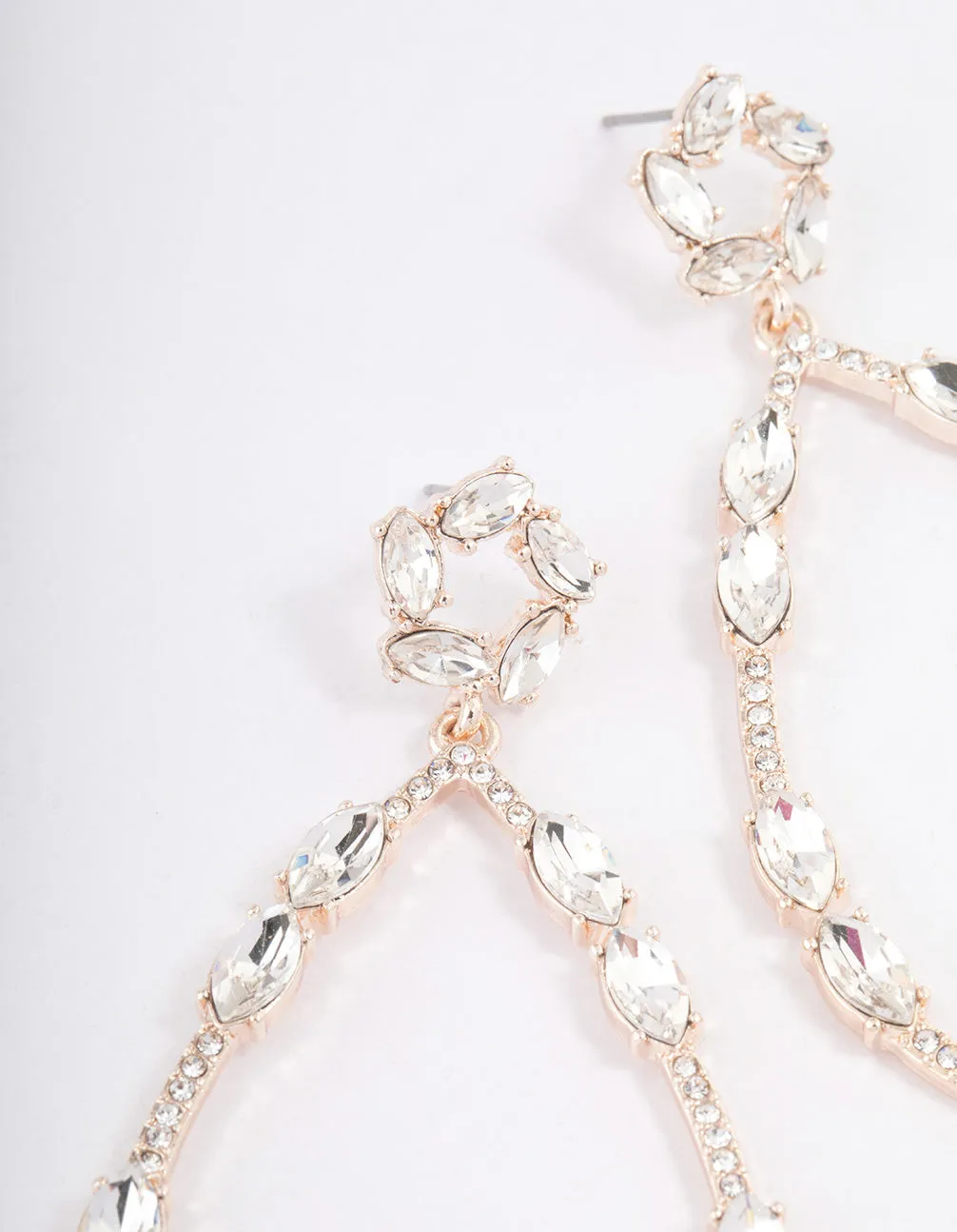 Rose Gold Statement Diamante Teardrop Earrings