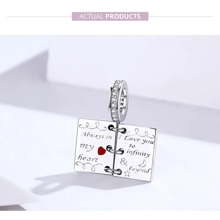 S925 Silver Romantic Love letter Charm Beads