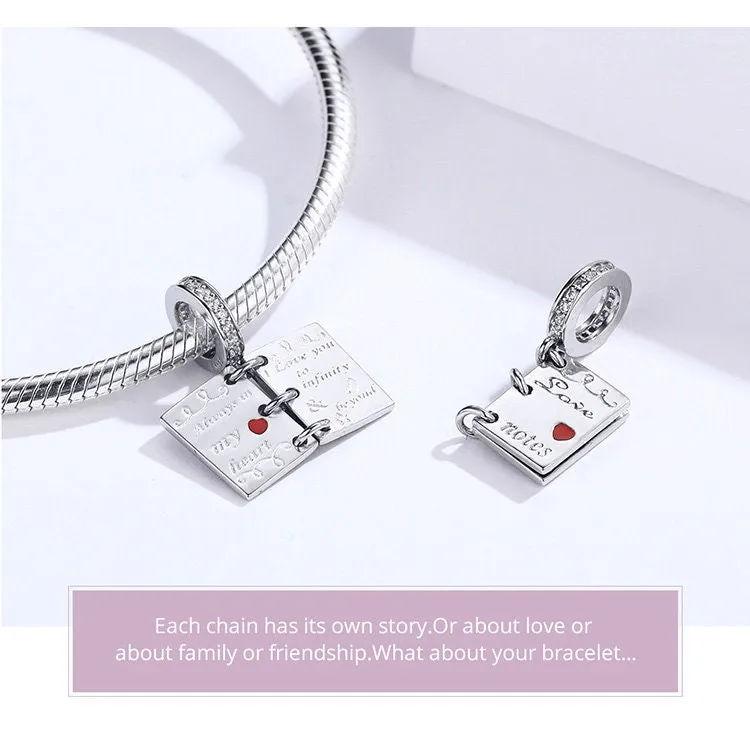 S925 Silver Romantic Love letter Charm Beads