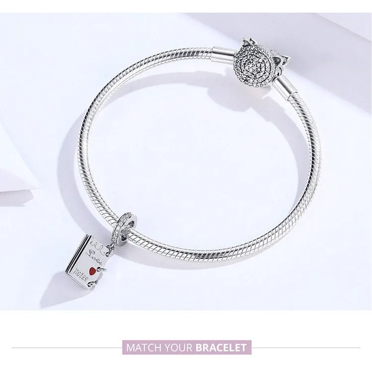 S925 Silver Romantic Love letter Charm Beads