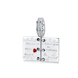 S925 Silver Romantic Love letter Charm Beads