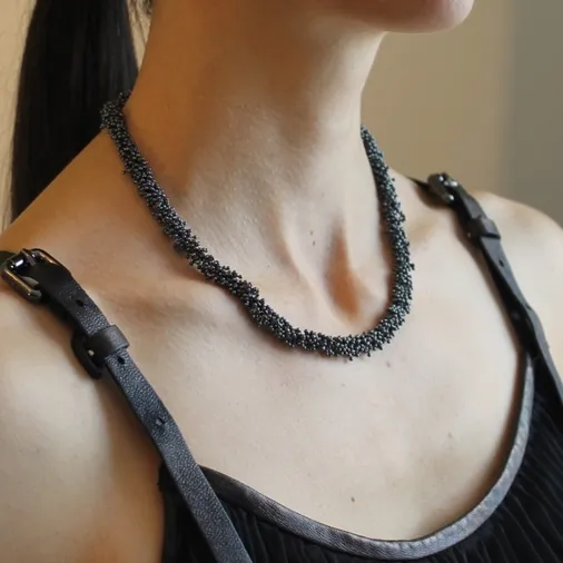 ShikShok | 16" Black Sterling Silver Necklace by Michaud Michaud