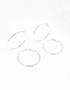 Silver 60MM Hoop Earring Pack