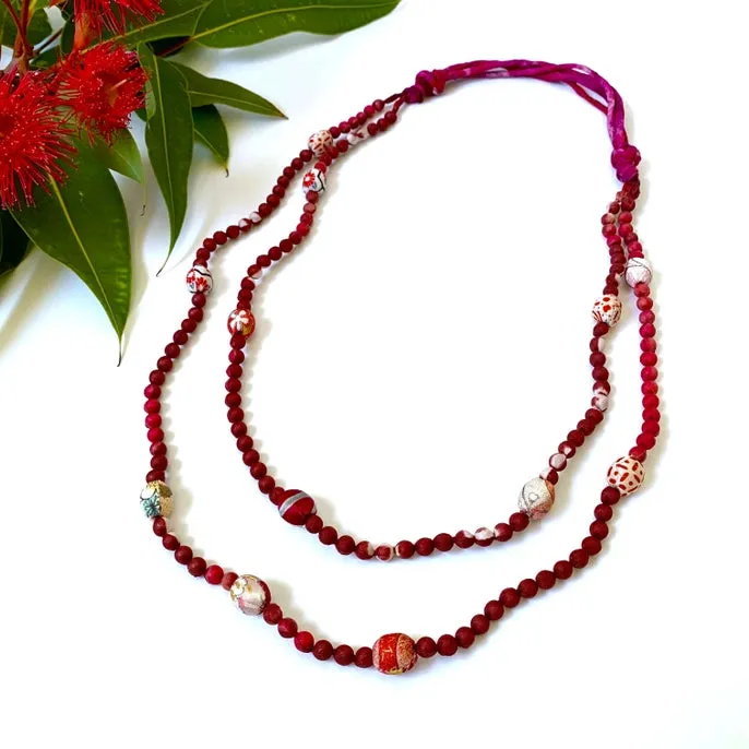 Sophie Silks Necklace: Kimono Bead Double Strand