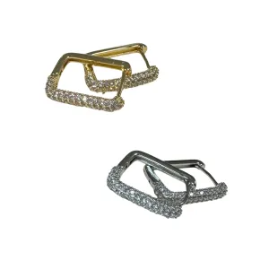 Square Rhinestone Hoops