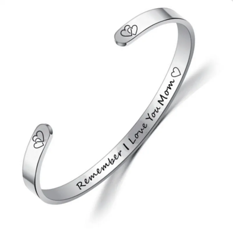 Stainless Steel C Shaped Lettering Bracelet Ring