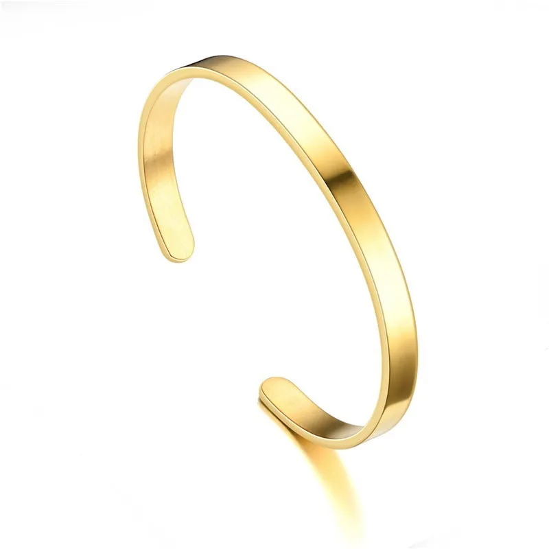 Stainless Steel C Shaped Lettering Bracelet Ring