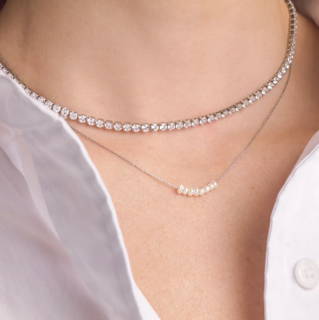 Stella Silver Tennis Necklace- Waterproof