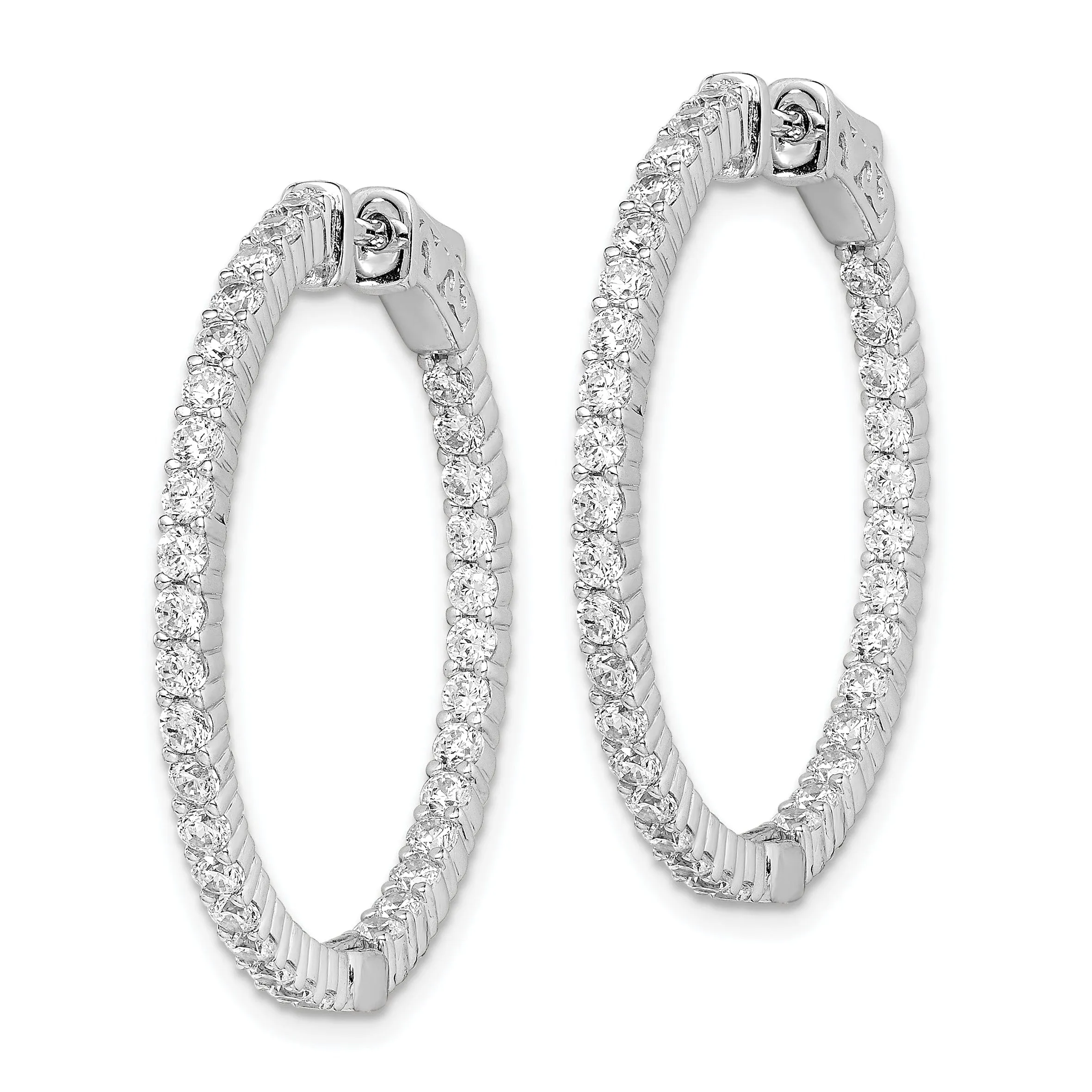 Sterling Silver 66 Stones Round Hoop Earrings