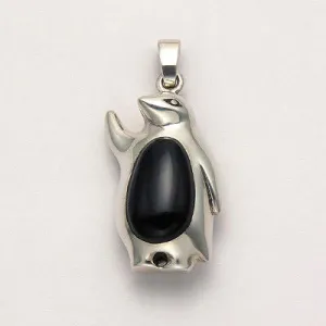 Sterling Silver & Onyx Penguin Pendant