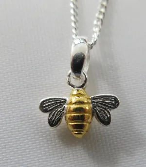 Sterling Silver and Gold Plated Bee Pendant