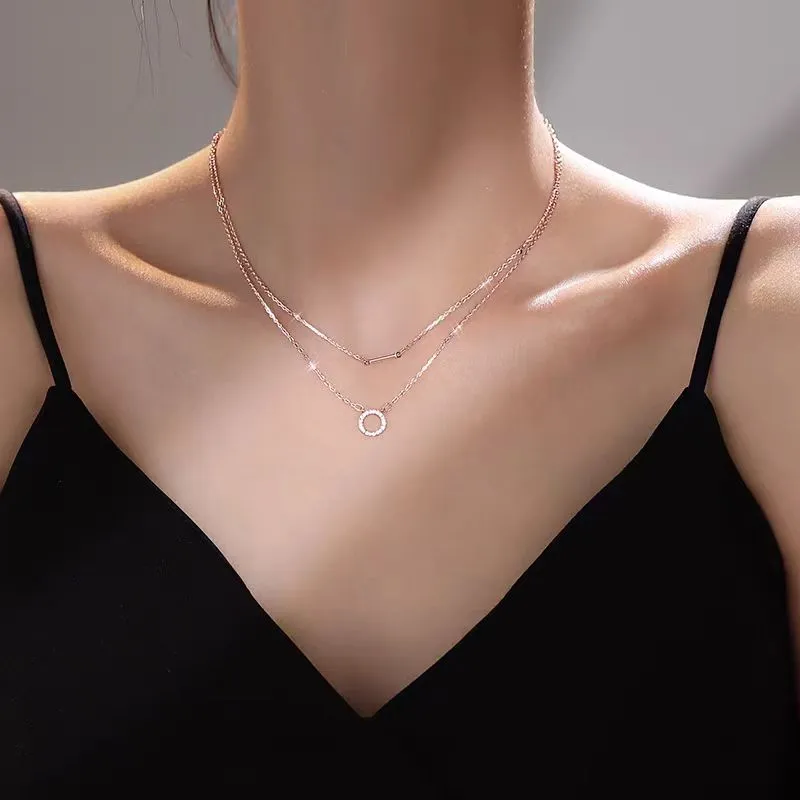 Sterling Silver Double-Layer Ring Necklaces