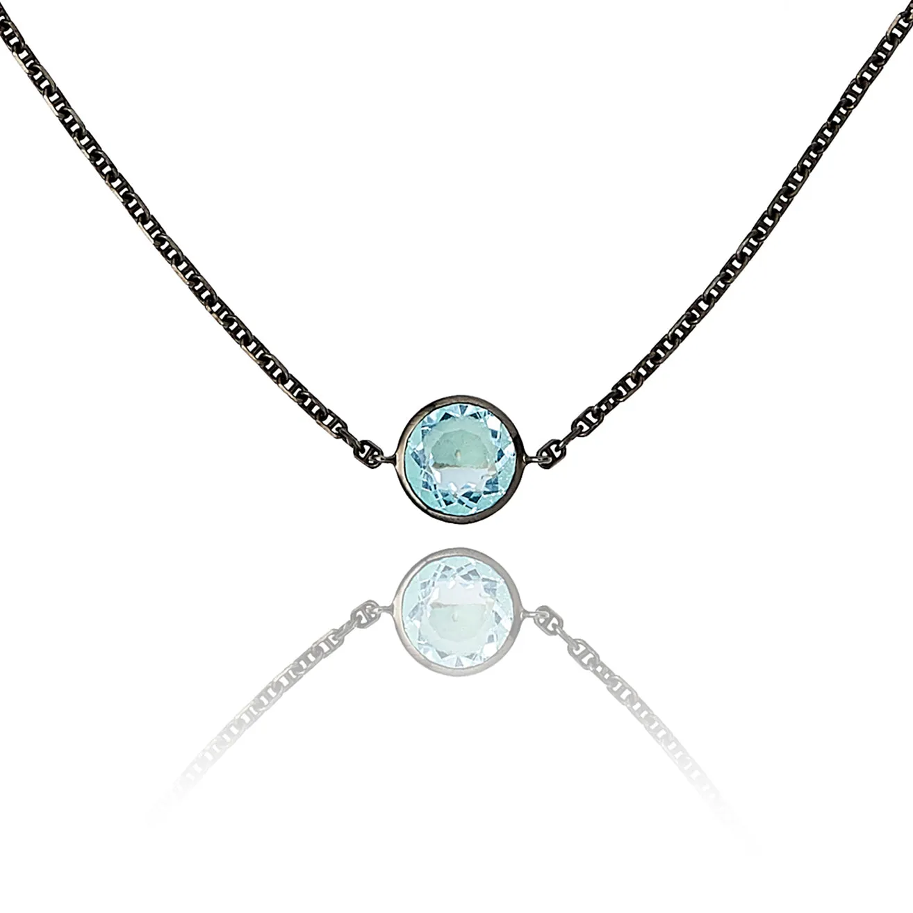 Sterling Silver Necklace with Blue Topaz