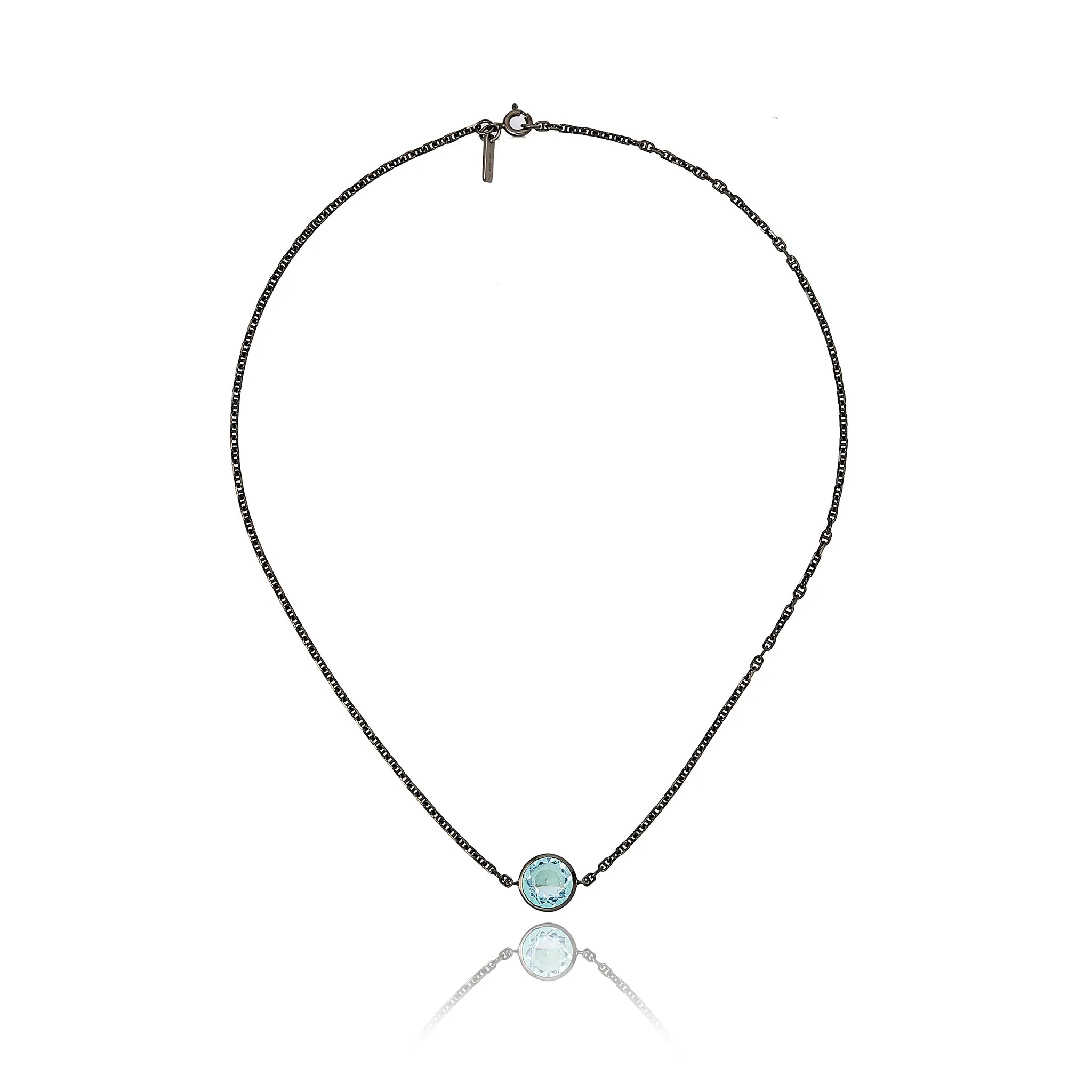 Sterling Silver Necklace with Blue Topaz