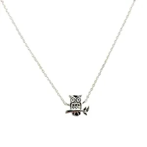 Sterling Silver Owl Charm Necklace