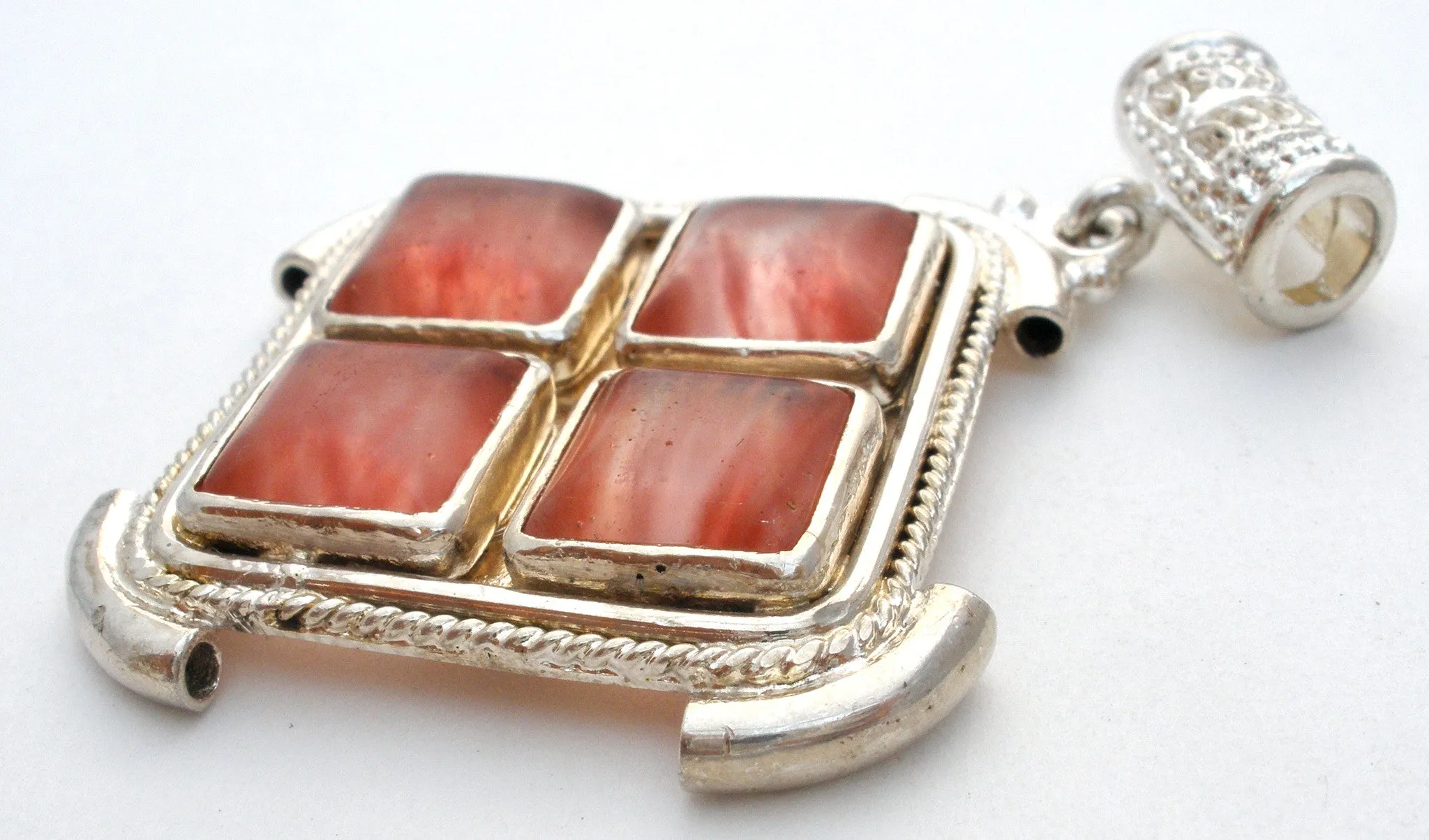 Sterling Silver Pendant with Pink Art Glass