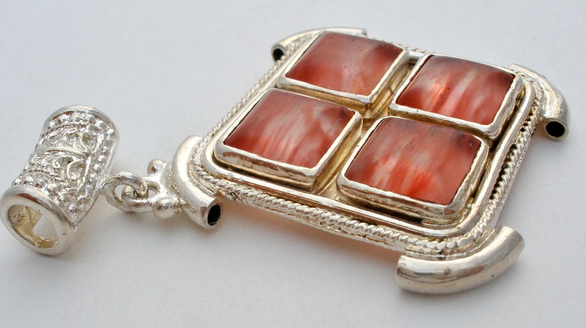 Sterling Silver Pendant with Pink Art Glass