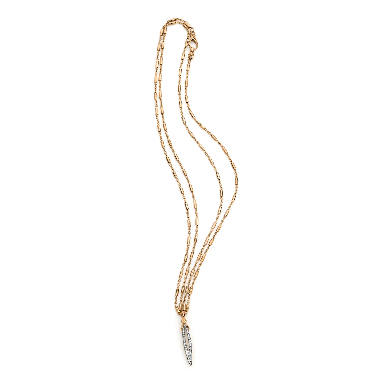 Stiletto Pavé Bar Chain Pendant - 18K Rose Gold Vermeil   CZ Blanc