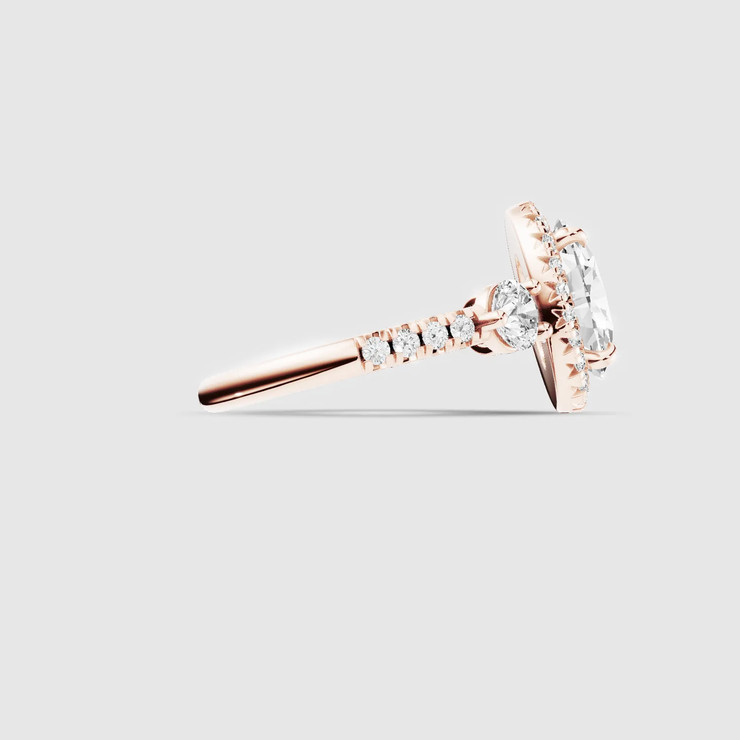 The Trinity Studded Solitaire Ring-Oval