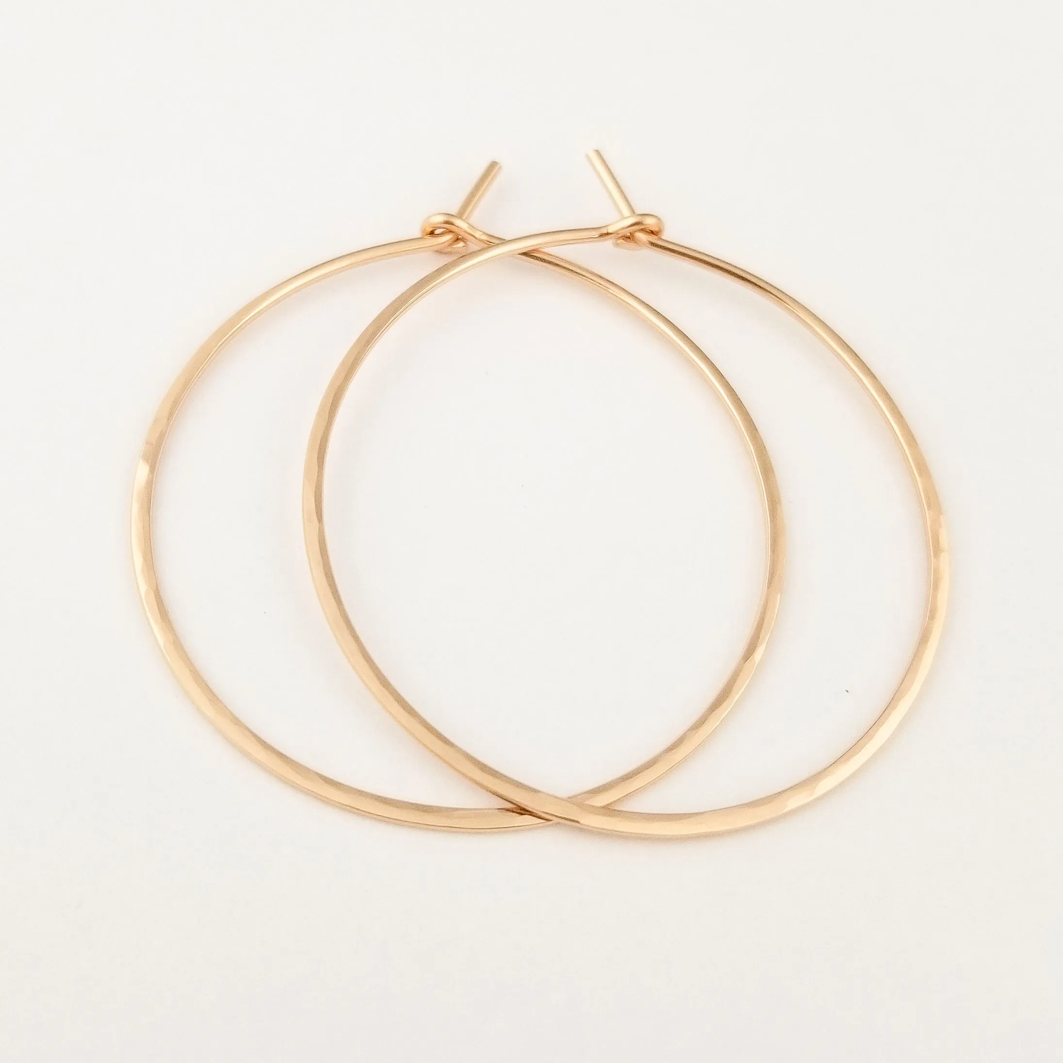 Thick Hammered Solid Gold Hoop Earrings