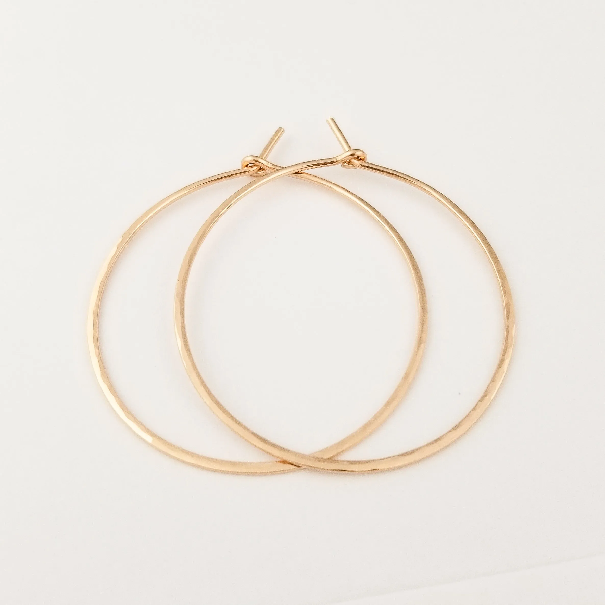 Thick Hammered Solid Gold Hoop Earrings