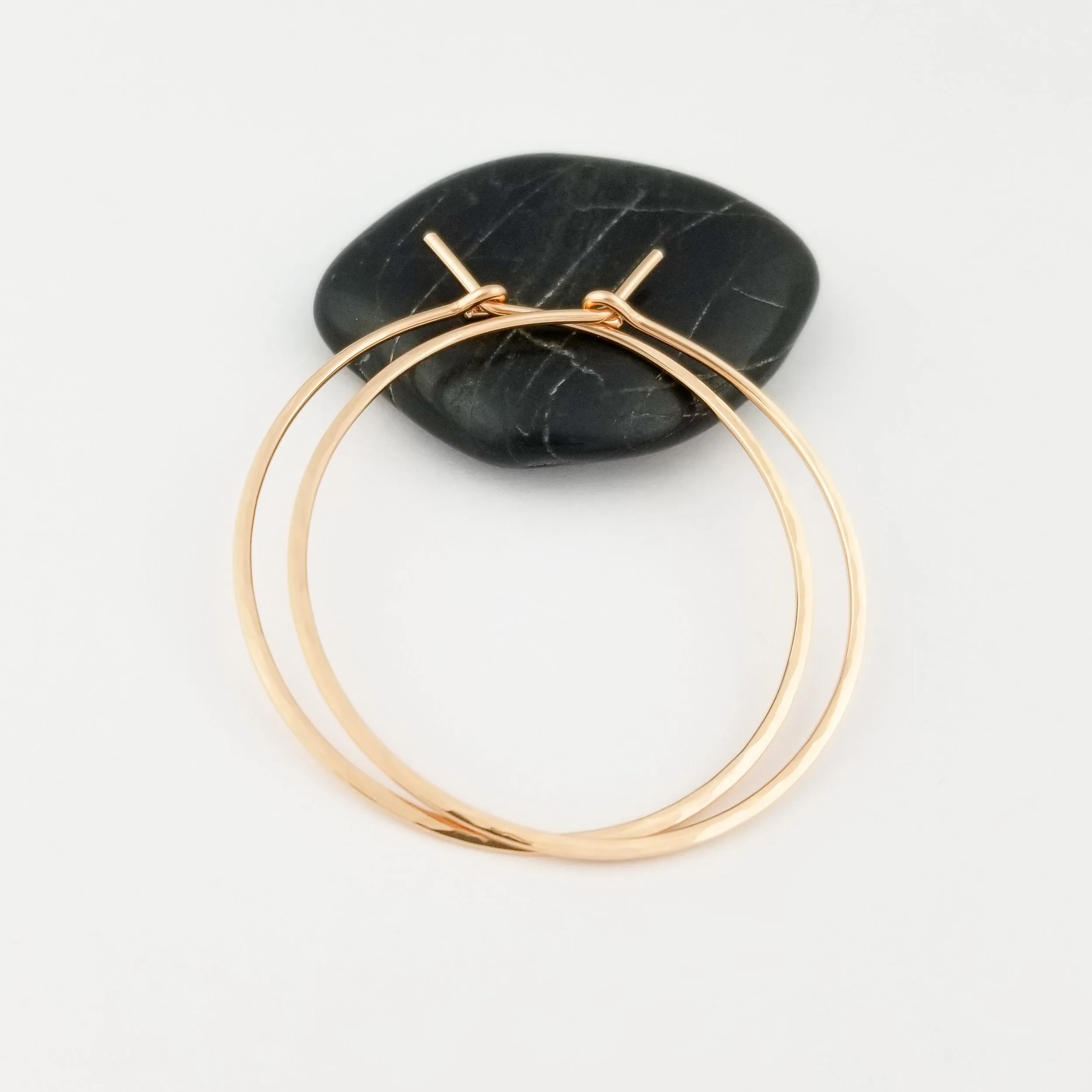 Thick Hammered Solid Gold Hoop Earrings