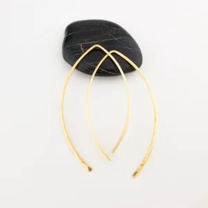 Thick Hammered Solid Gold Open Hoop Threader Earrings