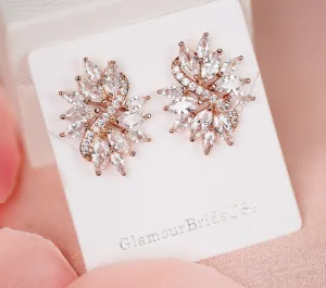 Tiffany - Rose Gold Crystal Tear Stud Earrings