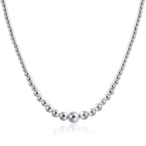 Traditional Sterling Silver Bead Ball Strand Necklace 16-18 Inch Hand Strung