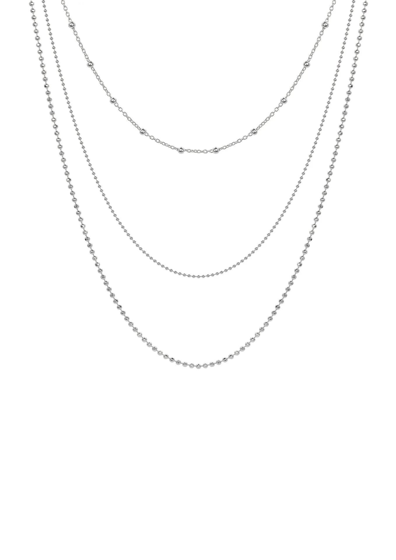 Triple Layers Necklace Silver