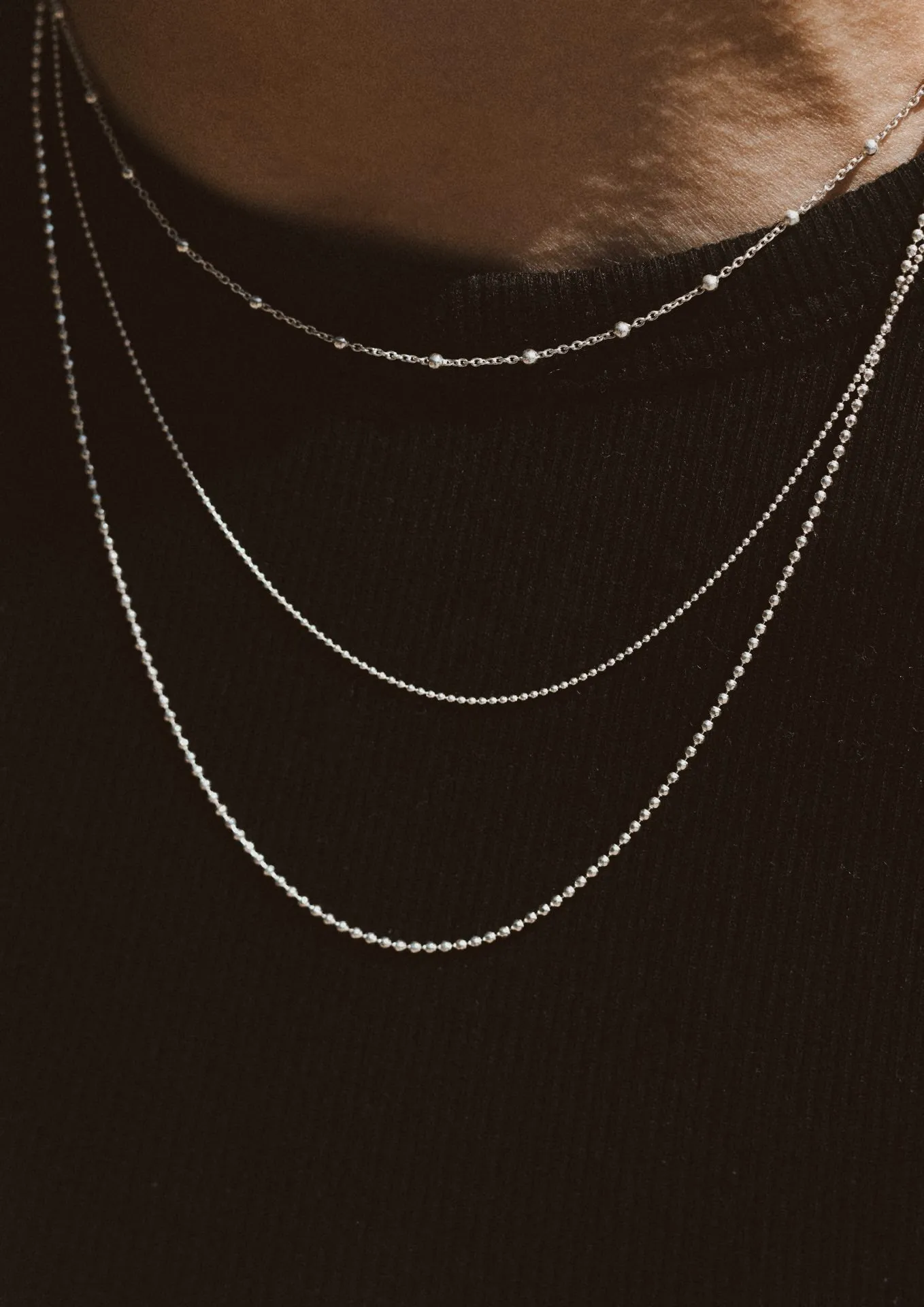 Triple Layers Necklace Silver