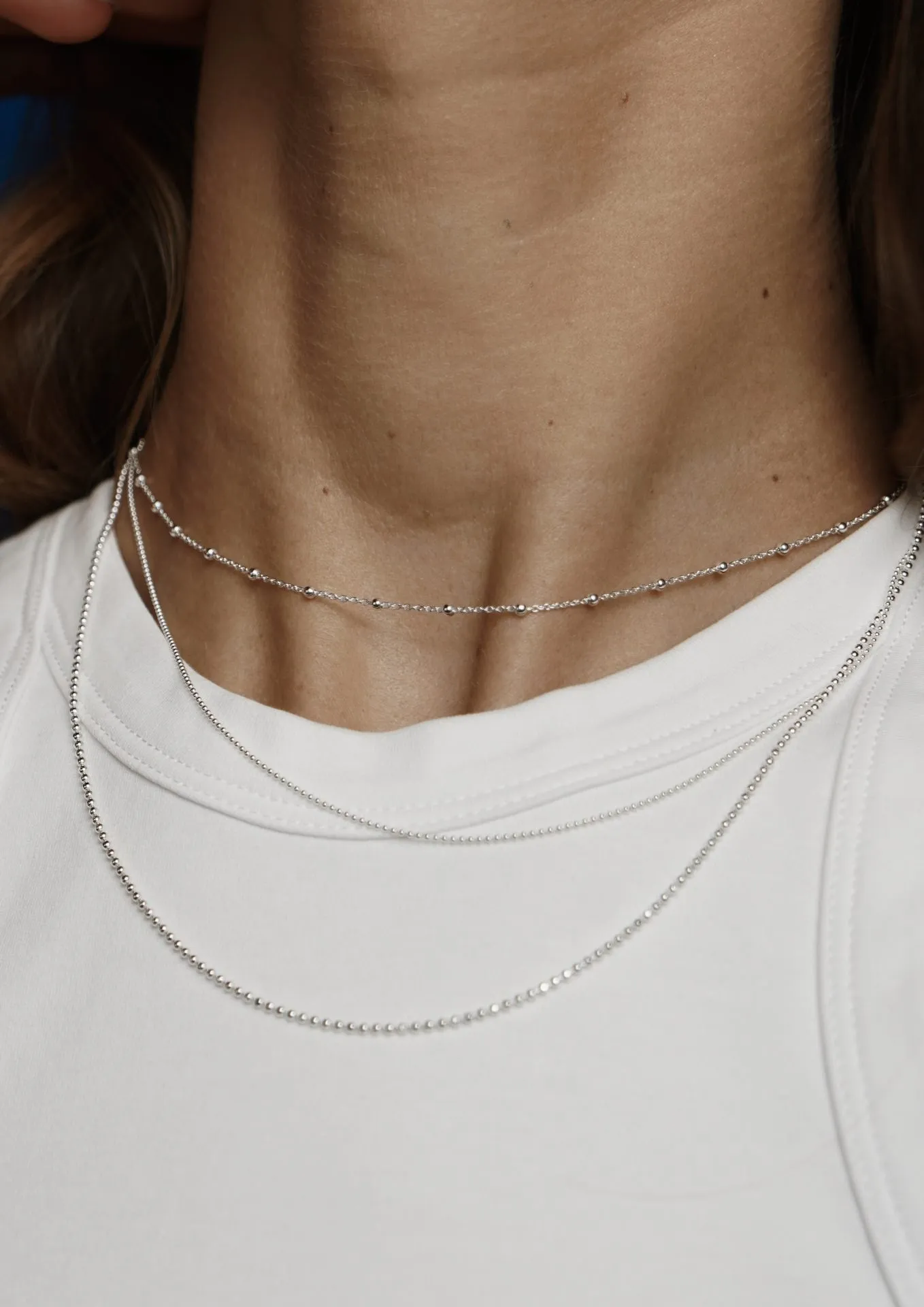 Triple Layers Necklace Silver