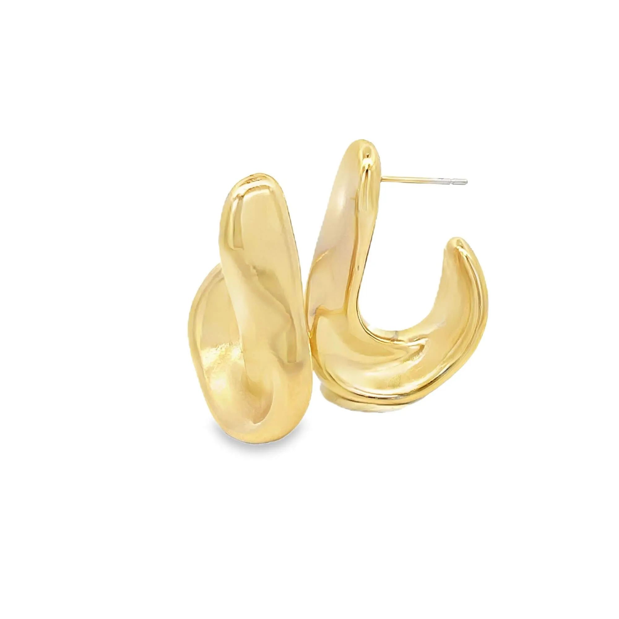 Twisted Fish Hook J Hoop Earrings (L355A)