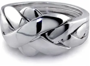 UNISEX 4 band PLATINUM Puzzle Ring 4BDP