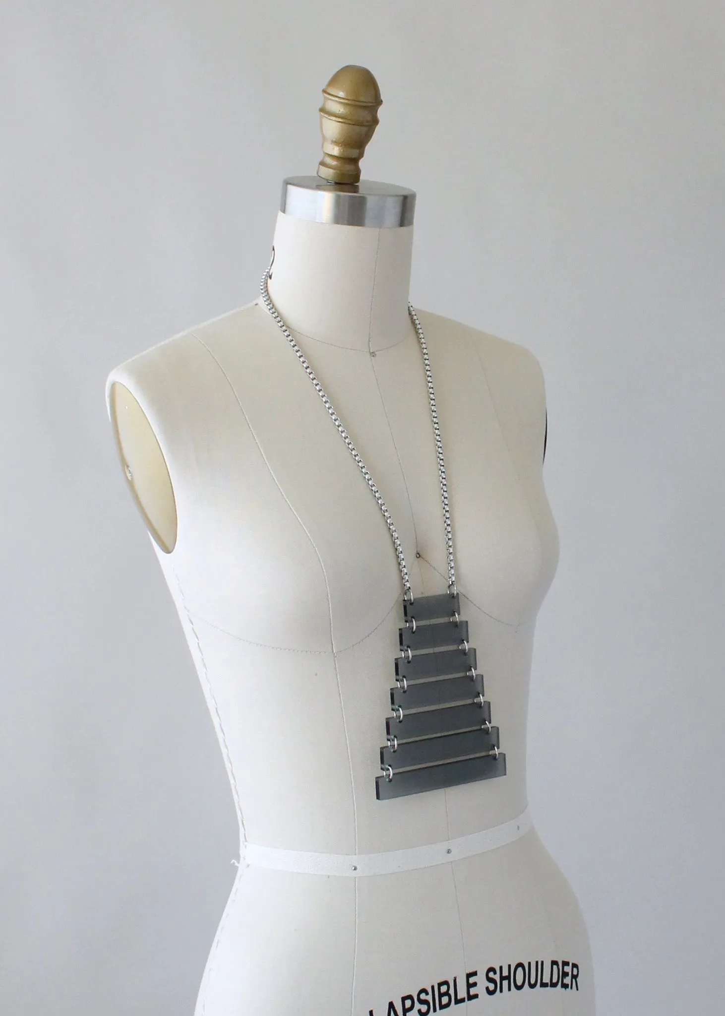 Vintage 1960s Modernist Grey Lucite Necklace