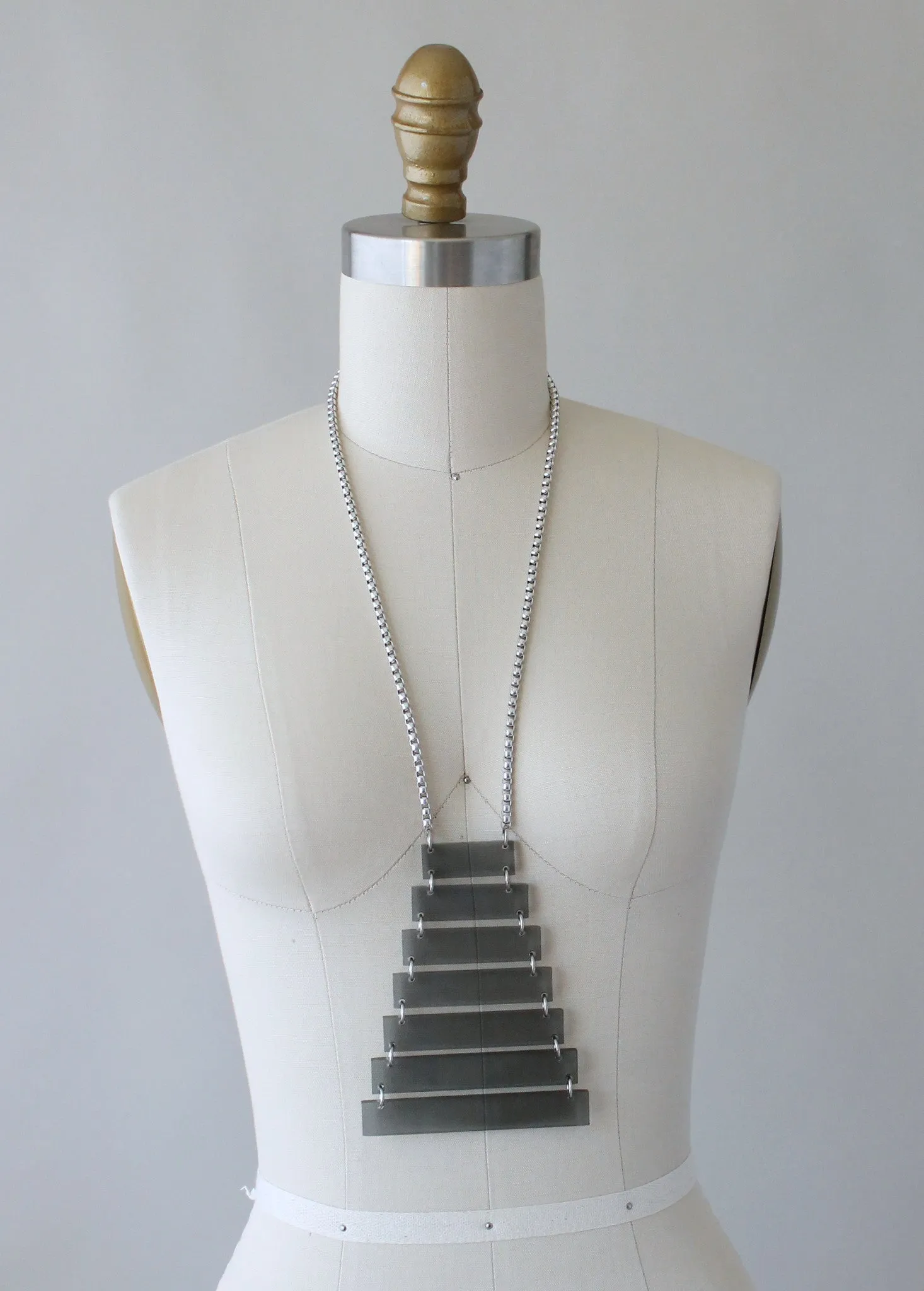 Vintage 1960s Modernist Grey Lucite Necklace