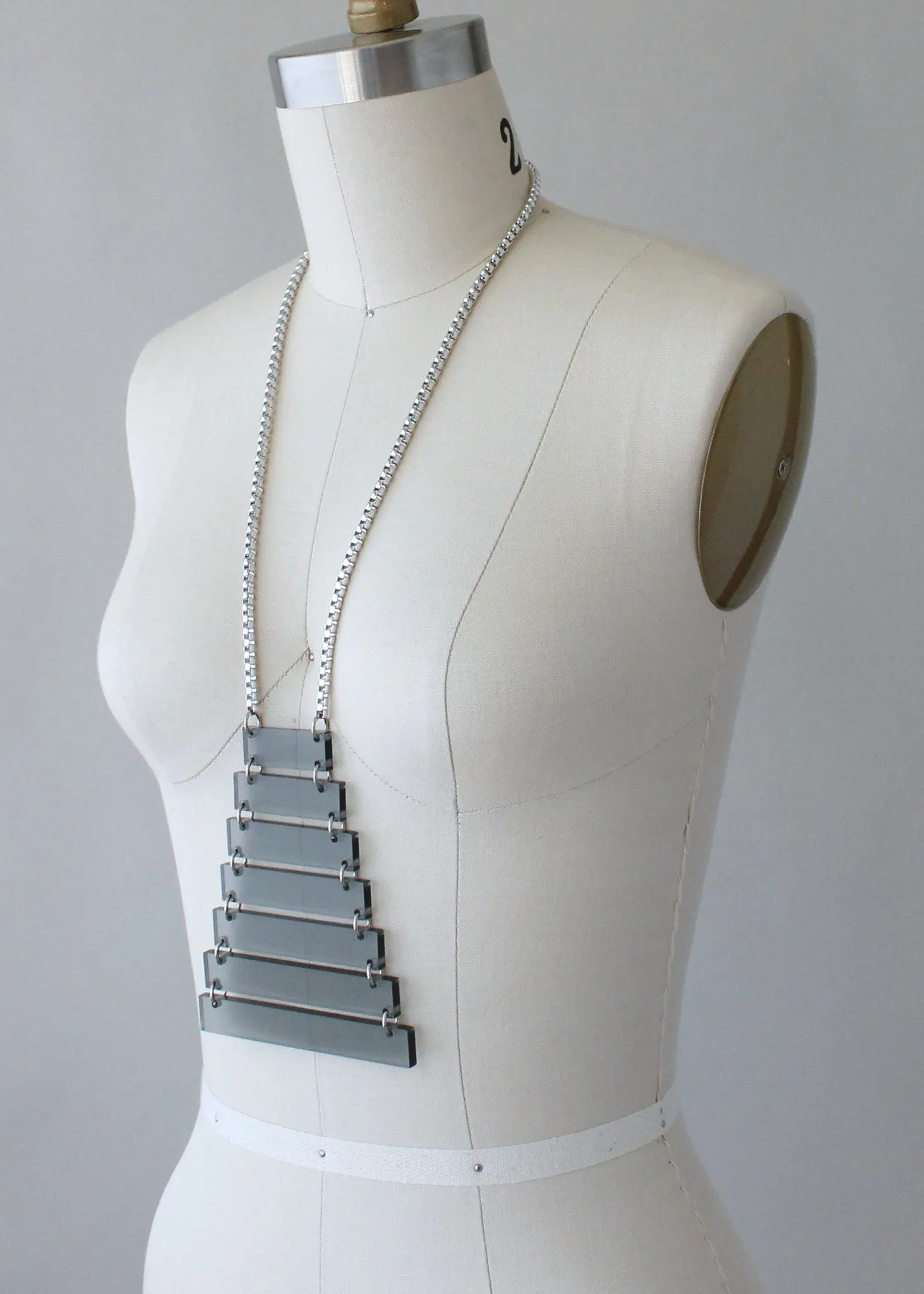 Vintage 1960s Modernist Grey Lucite Necklace