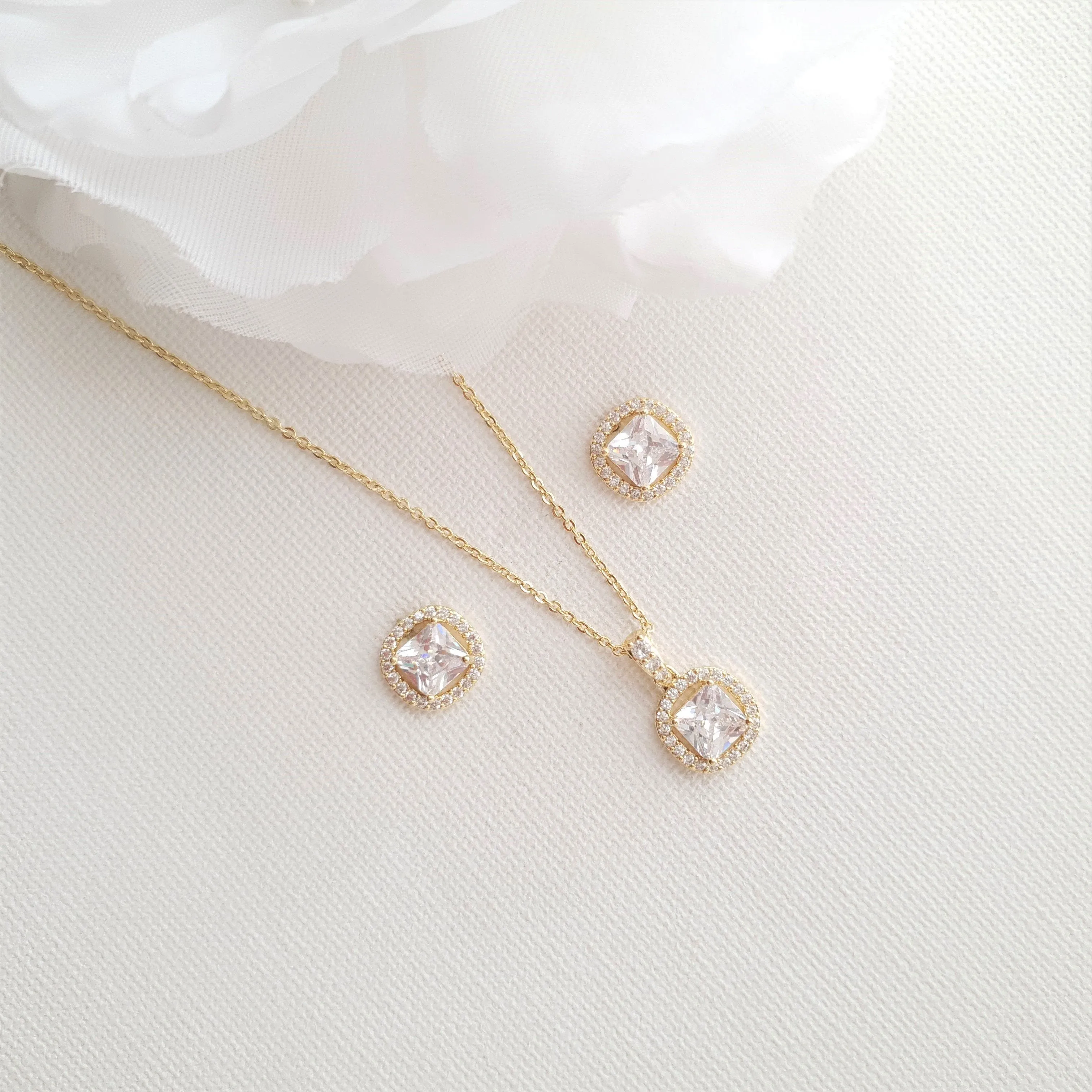 Wedding Jewelry Set for Bridesmaid in Rose Gold-Piper