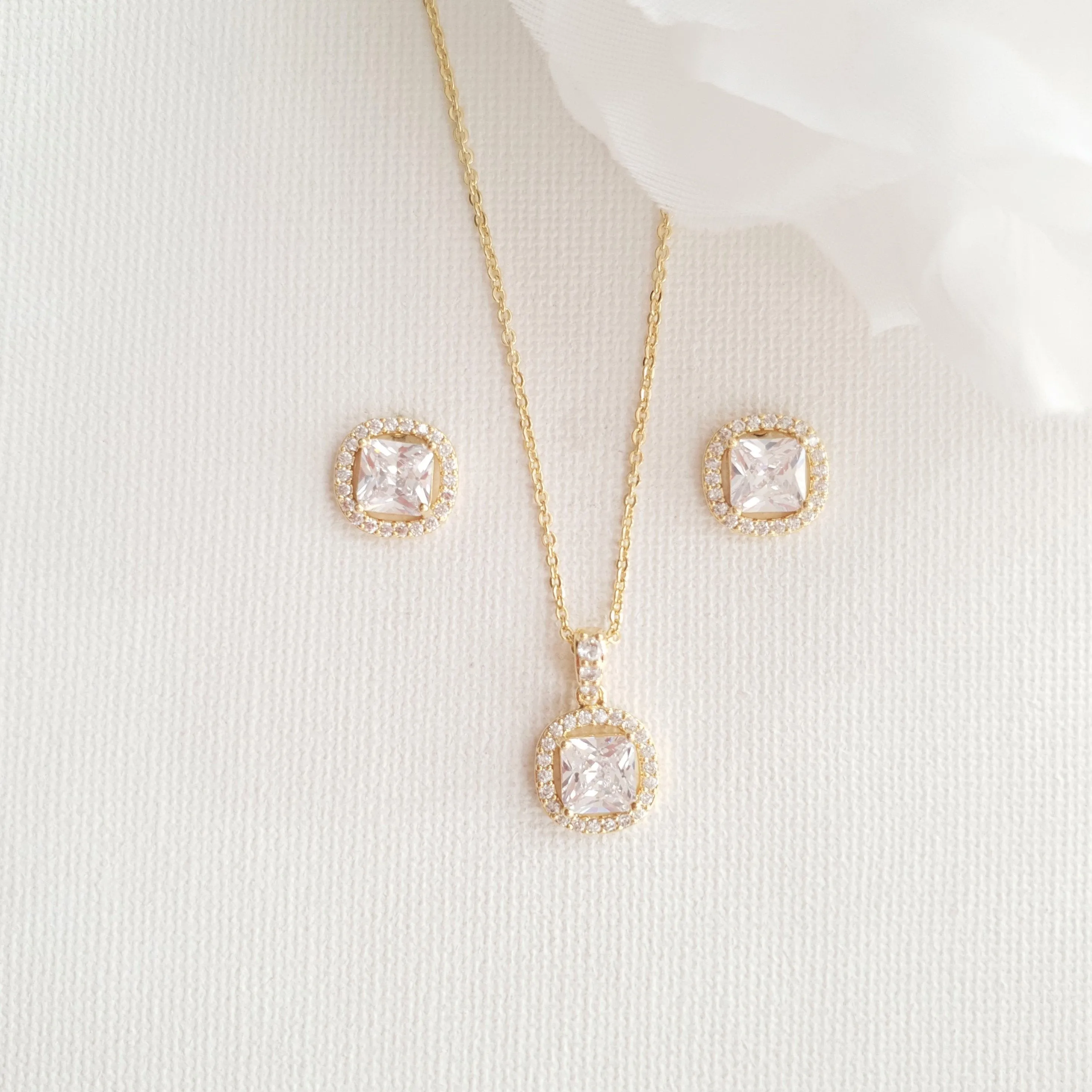 Wedding Jewelry Set for Bridesmaid in Rose Gold-Piper