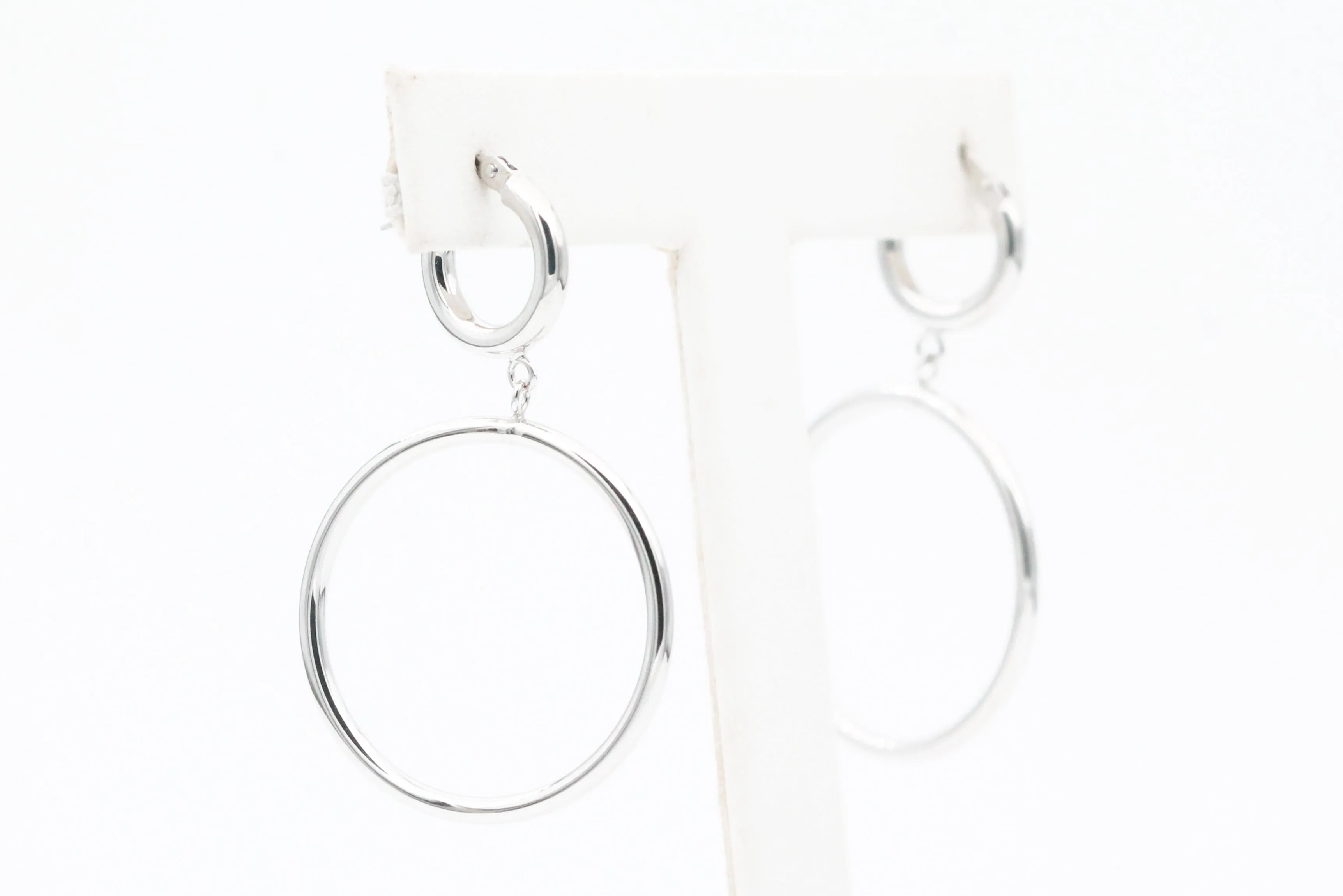 White Gold Double Hoop Earrings