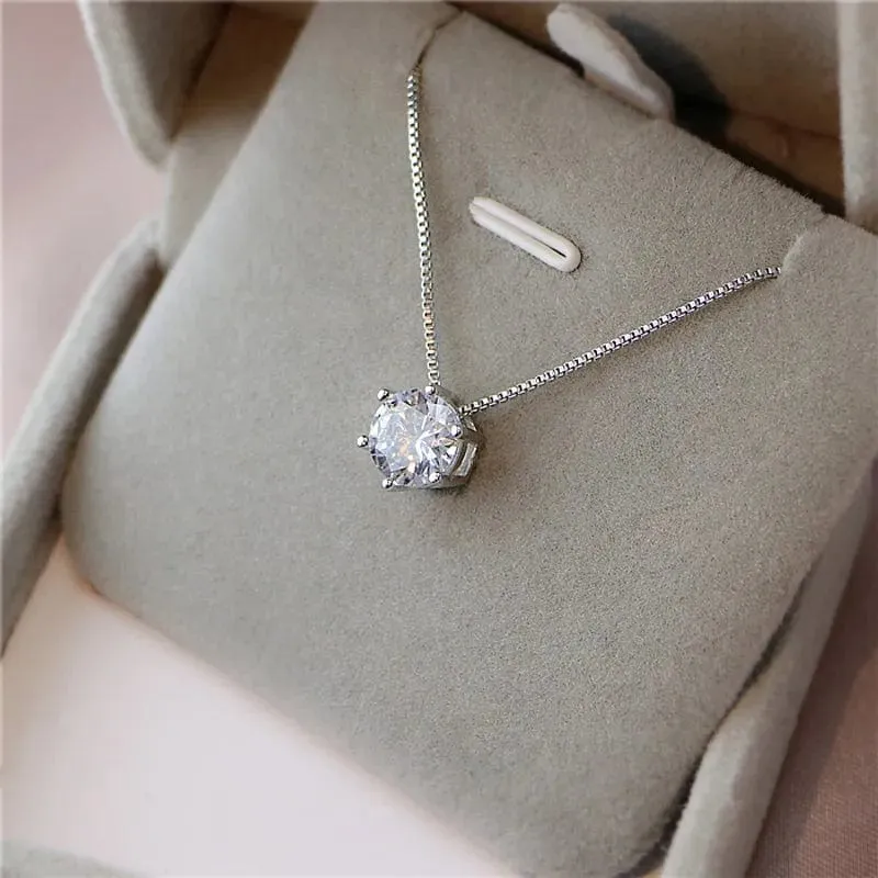 Women's 925 Sterling Silver Geometric Round Choker Necklace with AAA Zircon Pendant