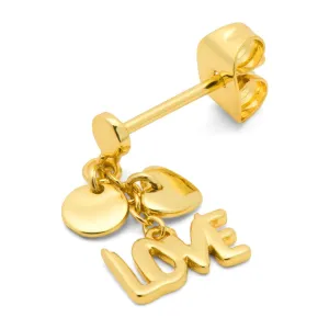 Word Love Dangling earring 1 pcs - Gold plated