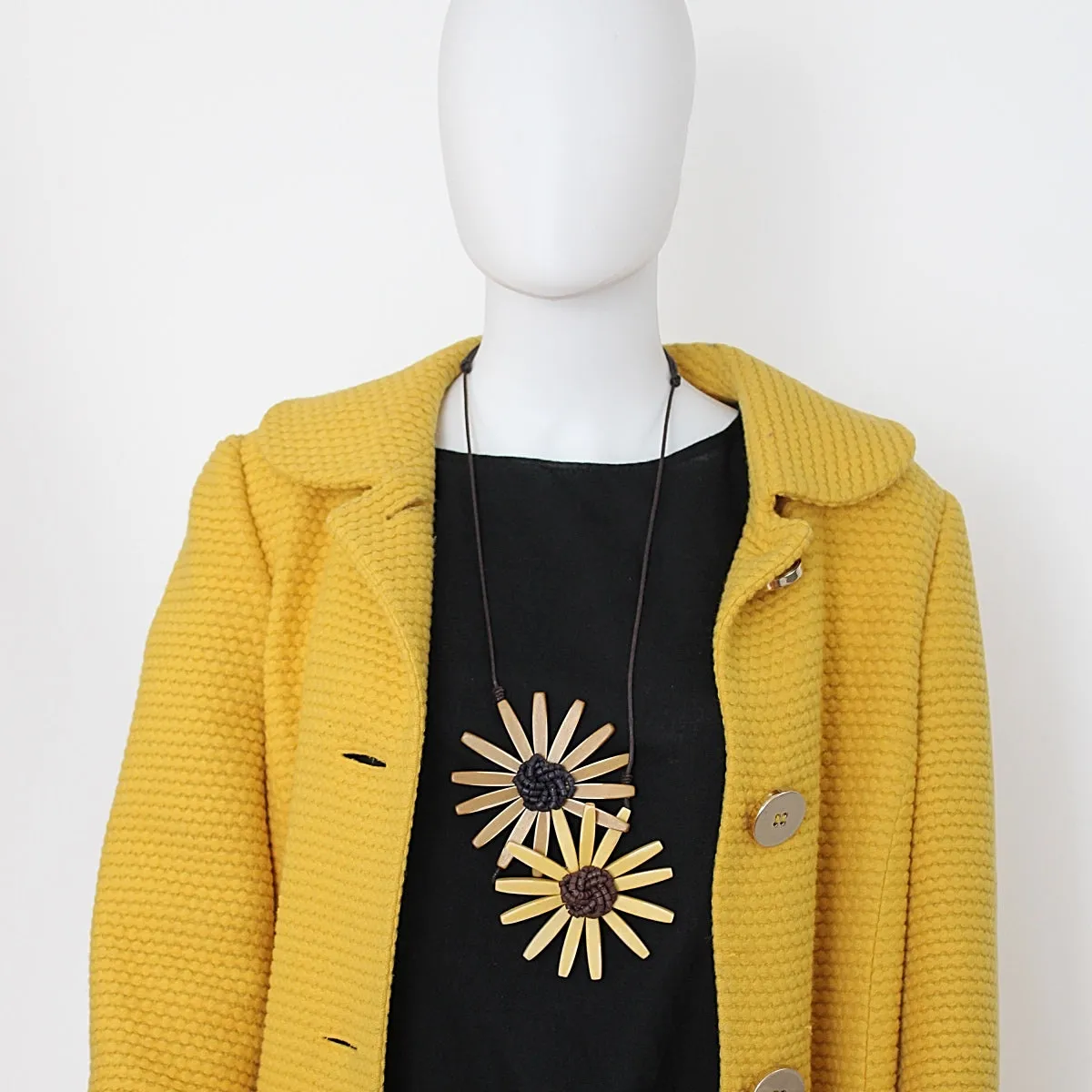 Yellow Amaya Double Flower Statement Necklace